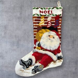 Vintage Sunset Crewel Stitchery Christmas Stocking Kit -“Santa's Here" 1978